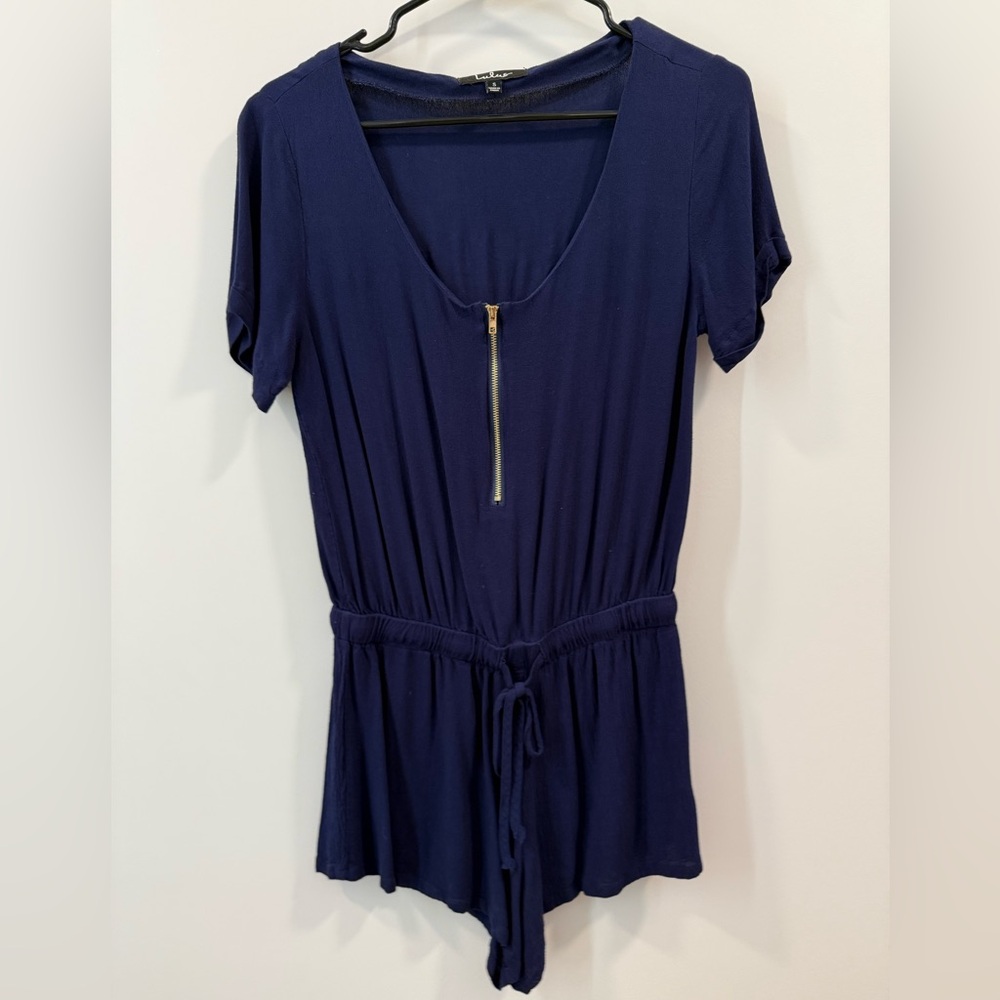 Navy Blue Zippered Women's Romper